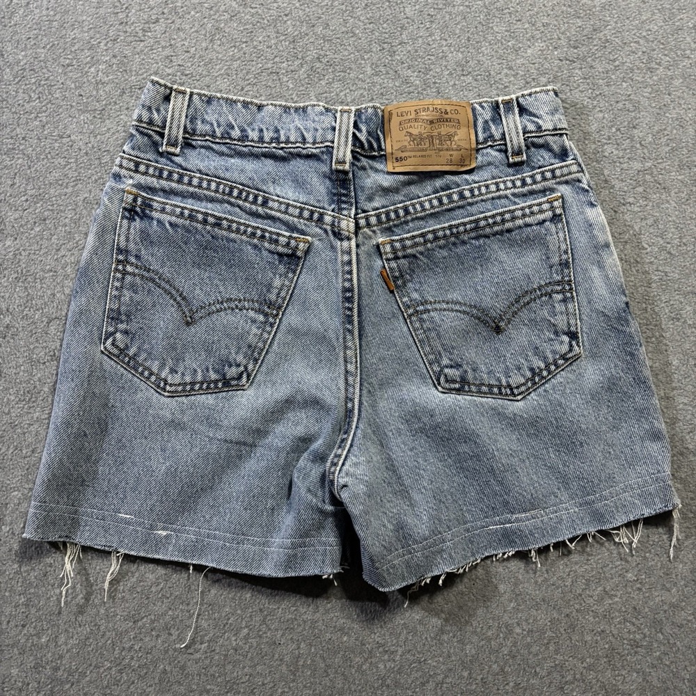 Vintage 90s Levis 550 Orange Tab Student Cutoff Shorts Star Patch Denim W26